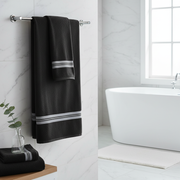 Deluxe Cotton Bath Towel Black 27x50 Inch – Soft, Absorbent & Plush – Set of 2