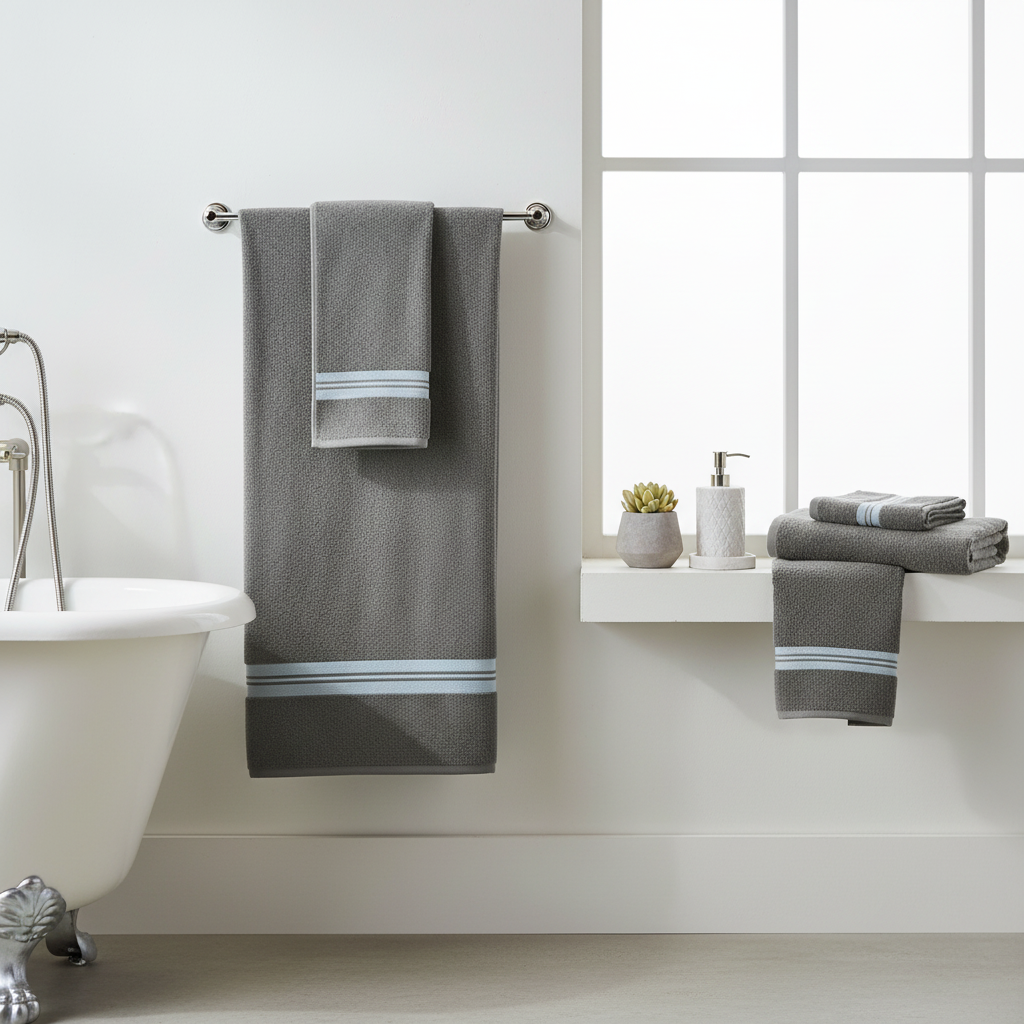 Deluxe Cotton Bath Towel Cool Gray 27x50 Inch – Soft, Durable & Plush – Set of 2