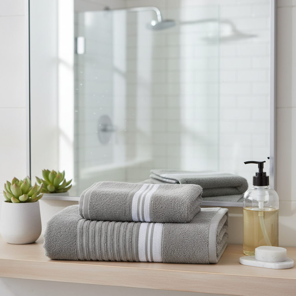 Deluxe Cotton Bath Towel Light Gray 27x50 Inch – Soft, Absorbent & Quick Drying – Set of 2