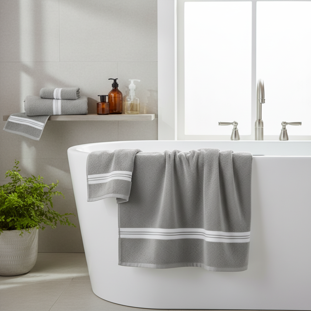 Deluxe Cotton Bath Towel Light Gray 27x50 Inch – Soft, Absorbent & Quick Drying – Set of 2