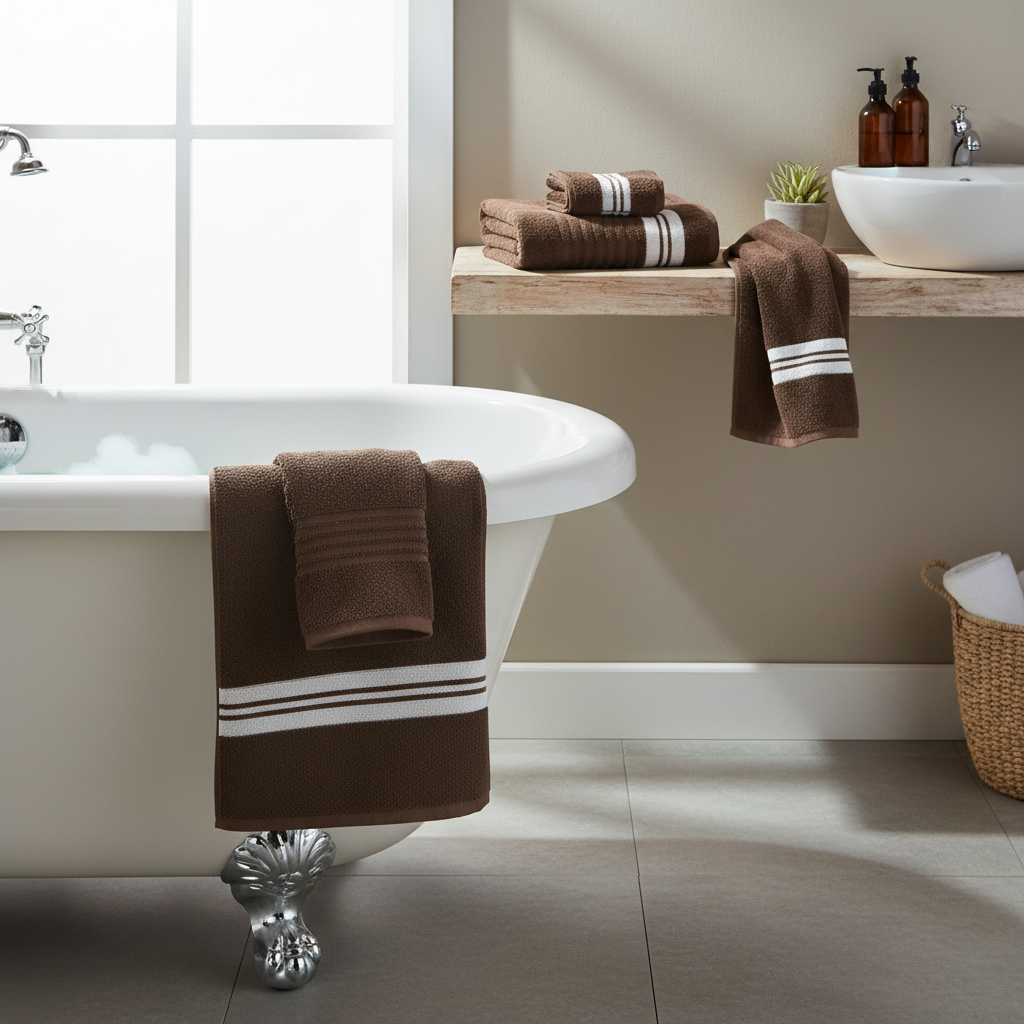Deluxe Cotton Bath Towel – 27x50, Chocolate, Set of 2, Luxurious Bath Towel