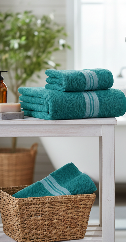 Deluxe Cotton Bath Towel – 27x50, Teal, Set of 2, Soft & Absorbent