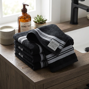 Deluxe Cotton Wash Cloth Black 12x12 Inch – Soft & Absorbent – Set of 6