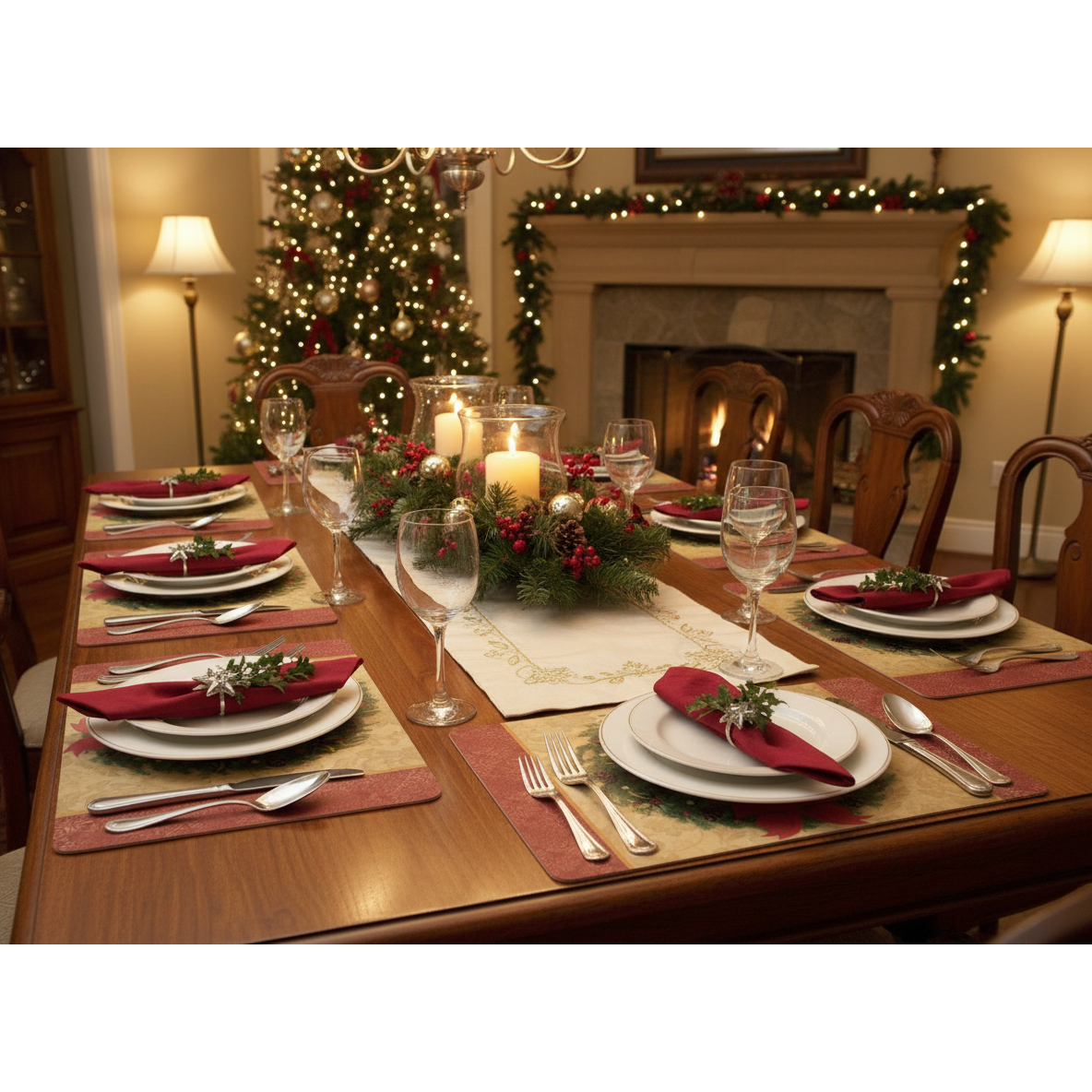 EVA Placemat Christmas Wreath 12 X 18 Holiday Dining Table Mats - Set of 12
