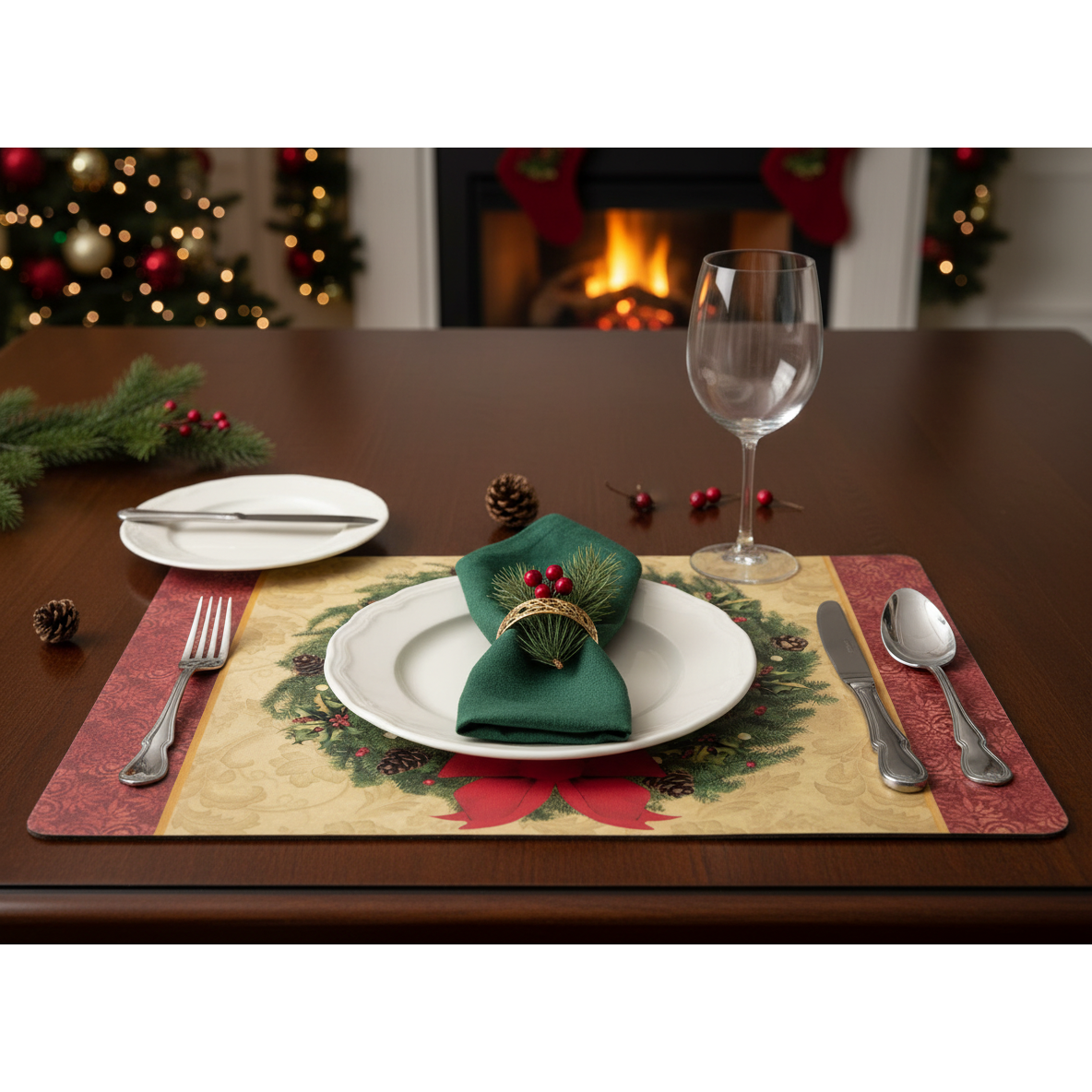 EVA Placemat Christmas Wreath 12 X 18 Holiday Dining Table Mats - Set of 12