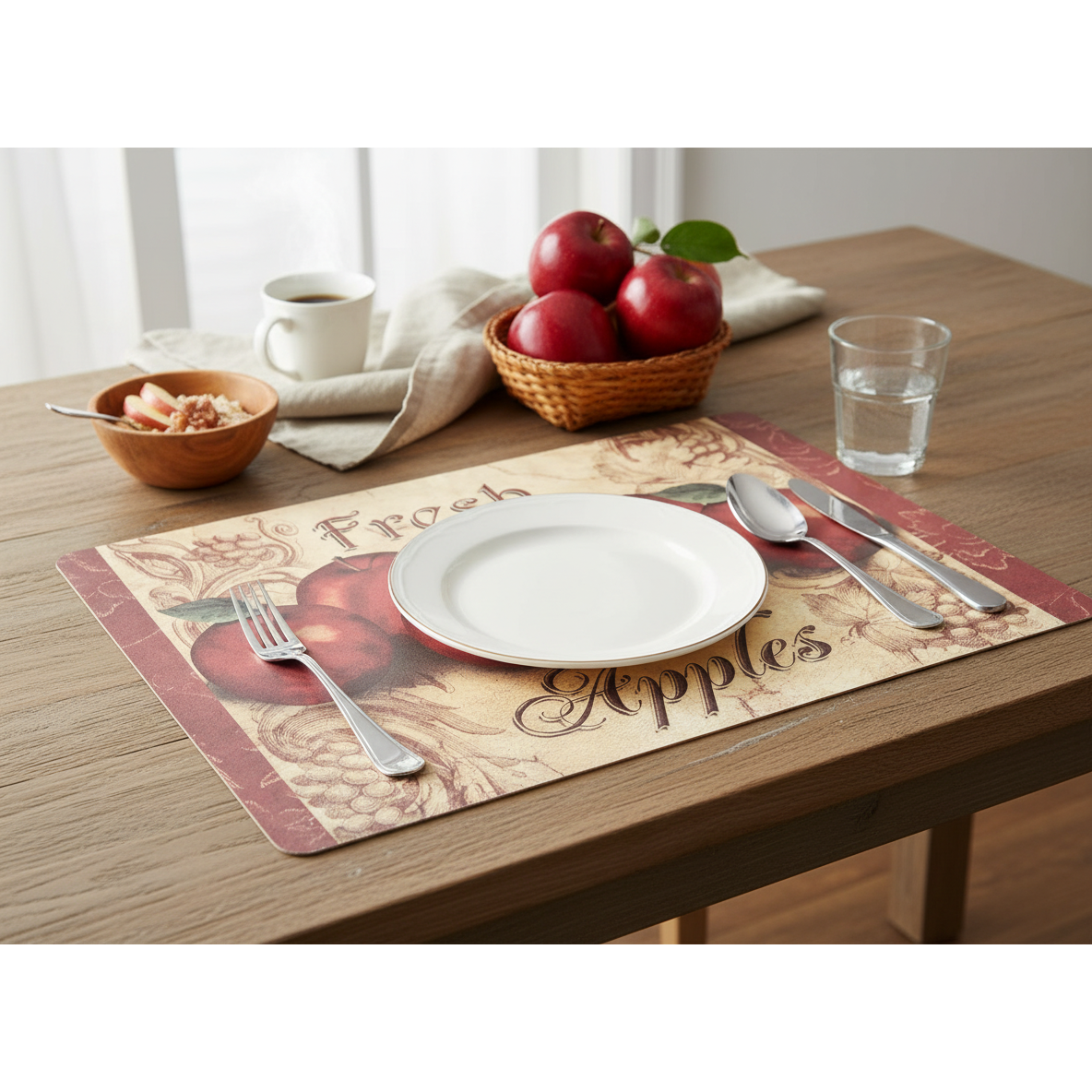 EVA Placemat Fresh Apples 12 X 18 Decorative Dining Table Mats - Set of 12