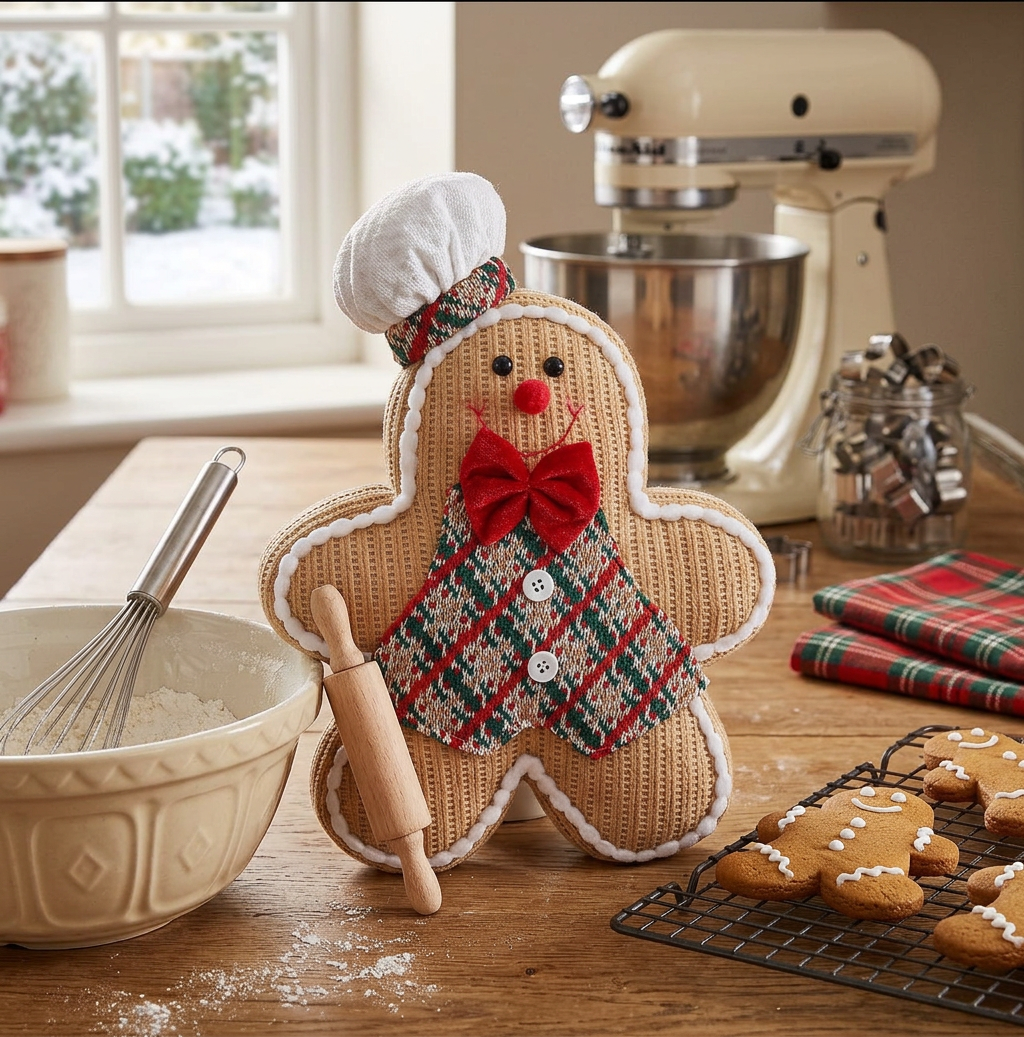 Gingerbread Baker Girl Plush – Christmas Holiday Decoration, Plush Figure