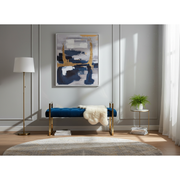 Imperial Tufted Bench – Navy, Gold Stand, Accent Seating