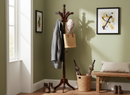 Kathy Wooden Coat Rack – Mahogany Finish Free-Standing Hall Tree for Coats, Hats, Jackets, Entryway, Bedroom, and Home Organization