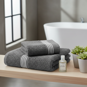 Luxury Stitch Bath Towel Cool Gray 27x50 Inch Set of 2