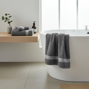 Luxury Stitch Bath Towel Cool Gray 30x60 Inch Set of 2