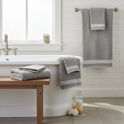 Luxury Stitch Cotton Bath Towel Light Gray 30x60 Inch – Soft, Absorbent & Quick Dry – Set of 2