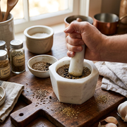 Marble Hexagon Mortar & Pestle White, White Marble Hexagon Mortar And Pestle, Spice Grinder, Kitchen Prep Tool
