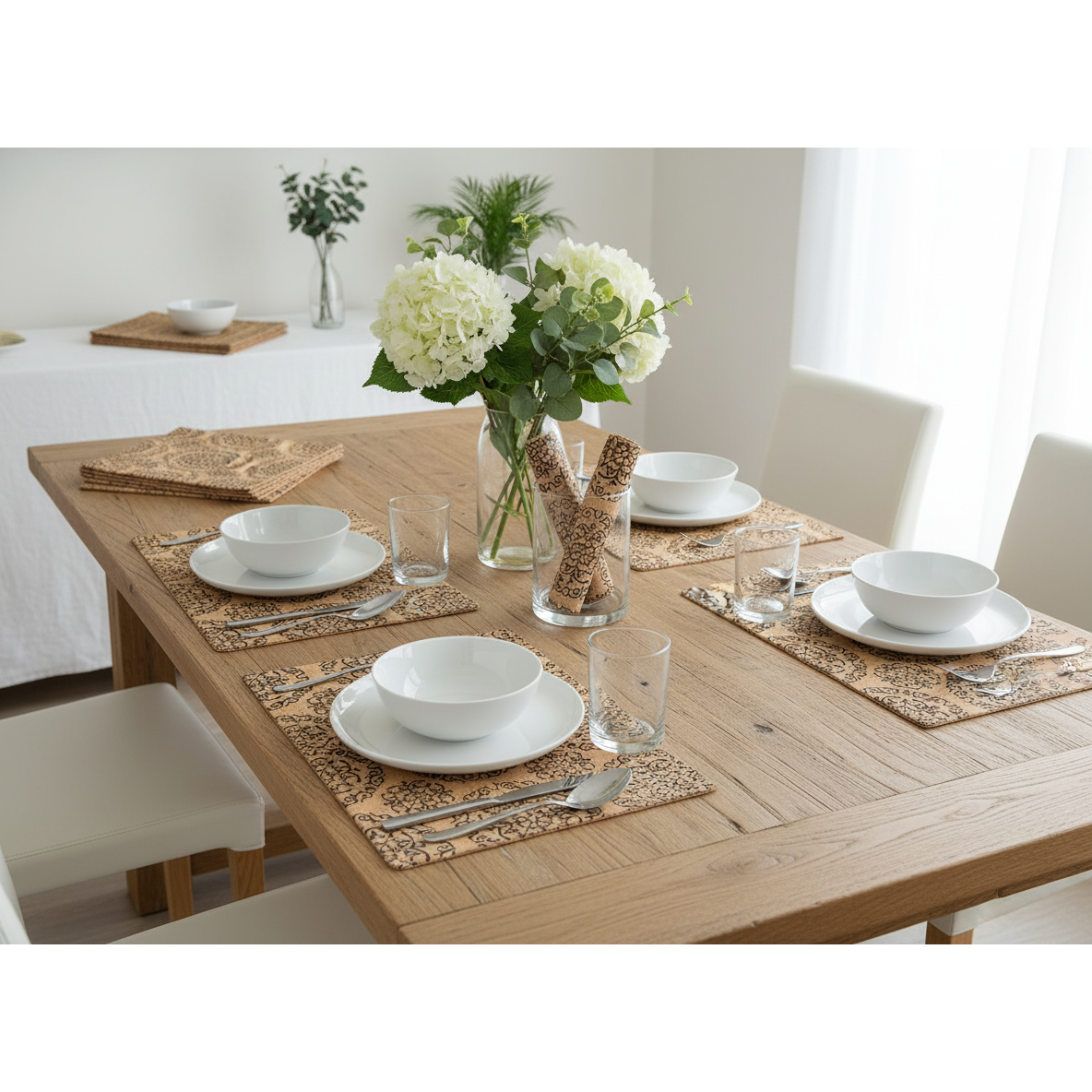 Circle Pattern PP Placemat – Set of 12, Easy-Clean Table Mats