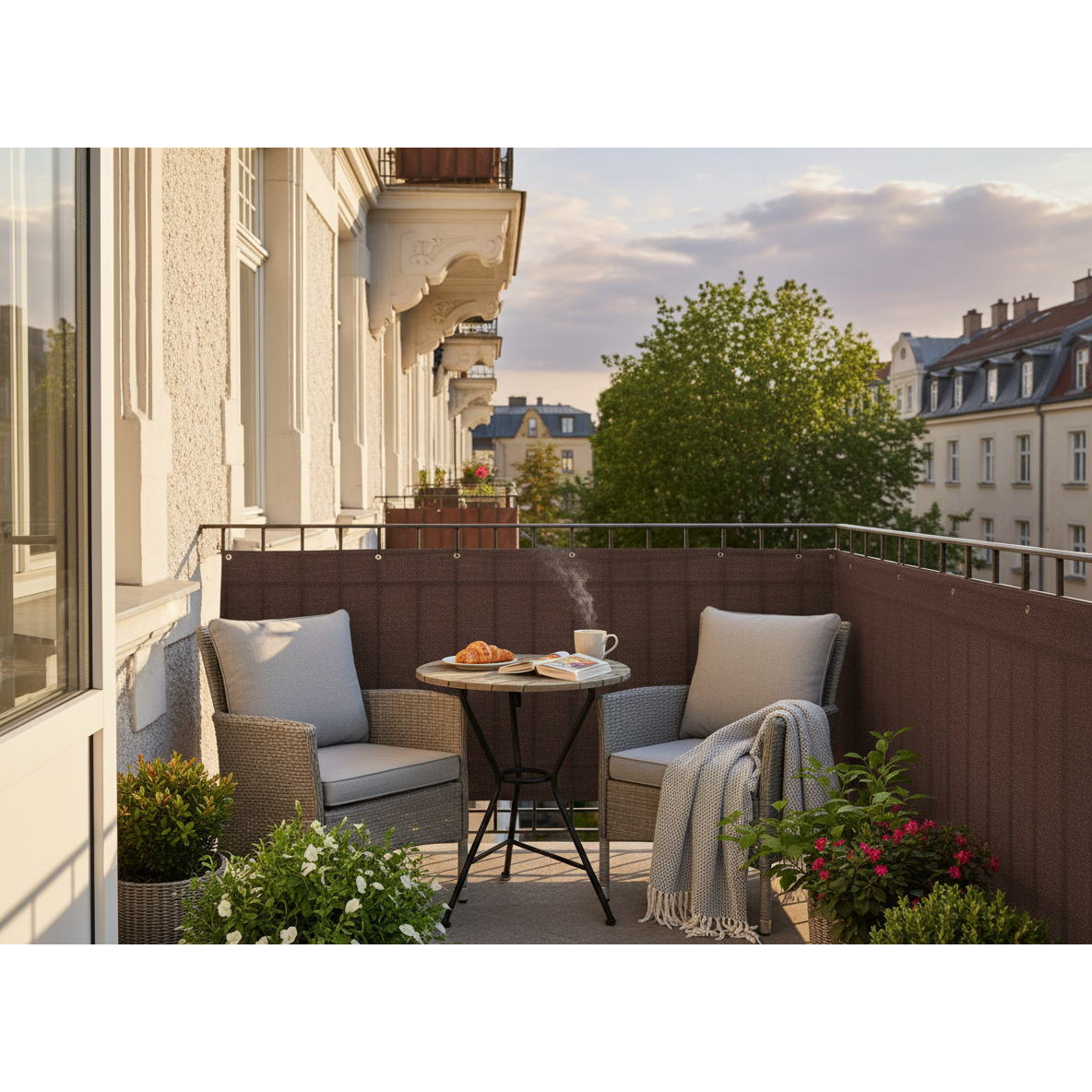 Privacy Balcony Cover – Chocolate Brown, Outdoor Balcony Shade