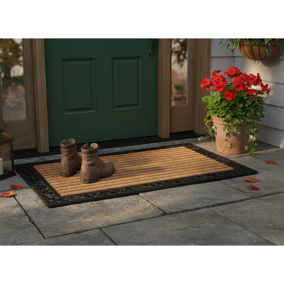 Rubber & Coir Brush Doormat – Rectangular Striped, 30x48 Inch