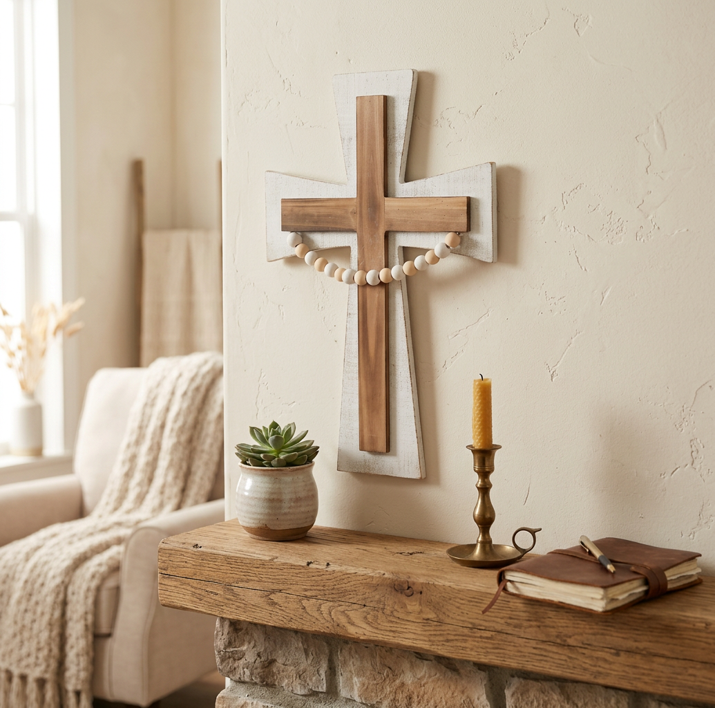 Wooden Wall Cross, Religious Wall Decor, Rustic Home Accent