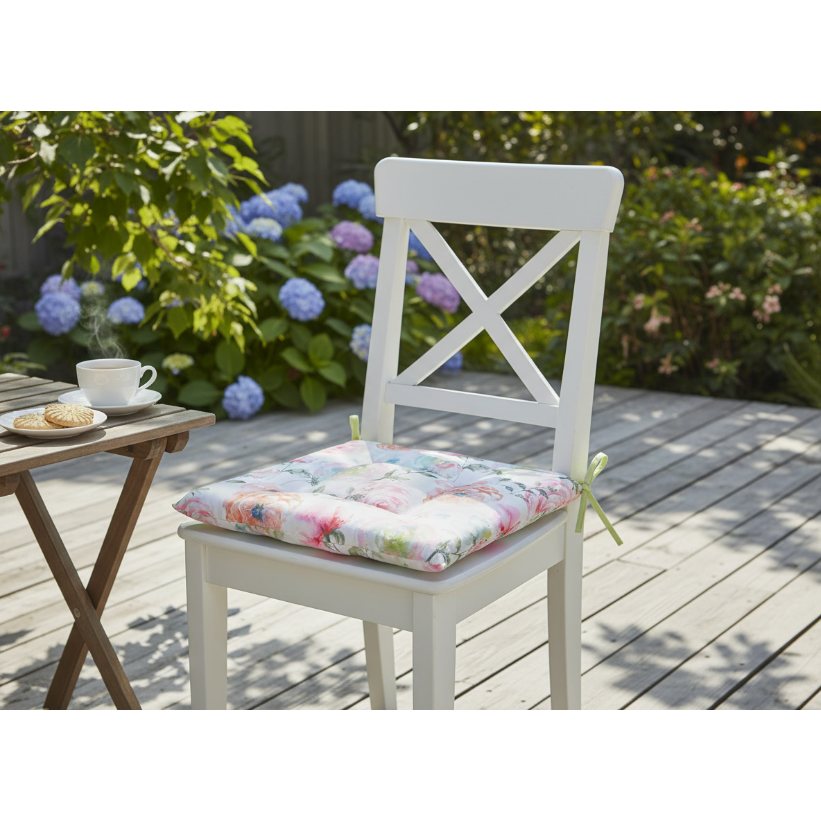 April Outdoor Tufted Chair Pad Ranunculus 16 X 16 Inch Set Of 2, Patio Seat Cushion, Outdoor Decor