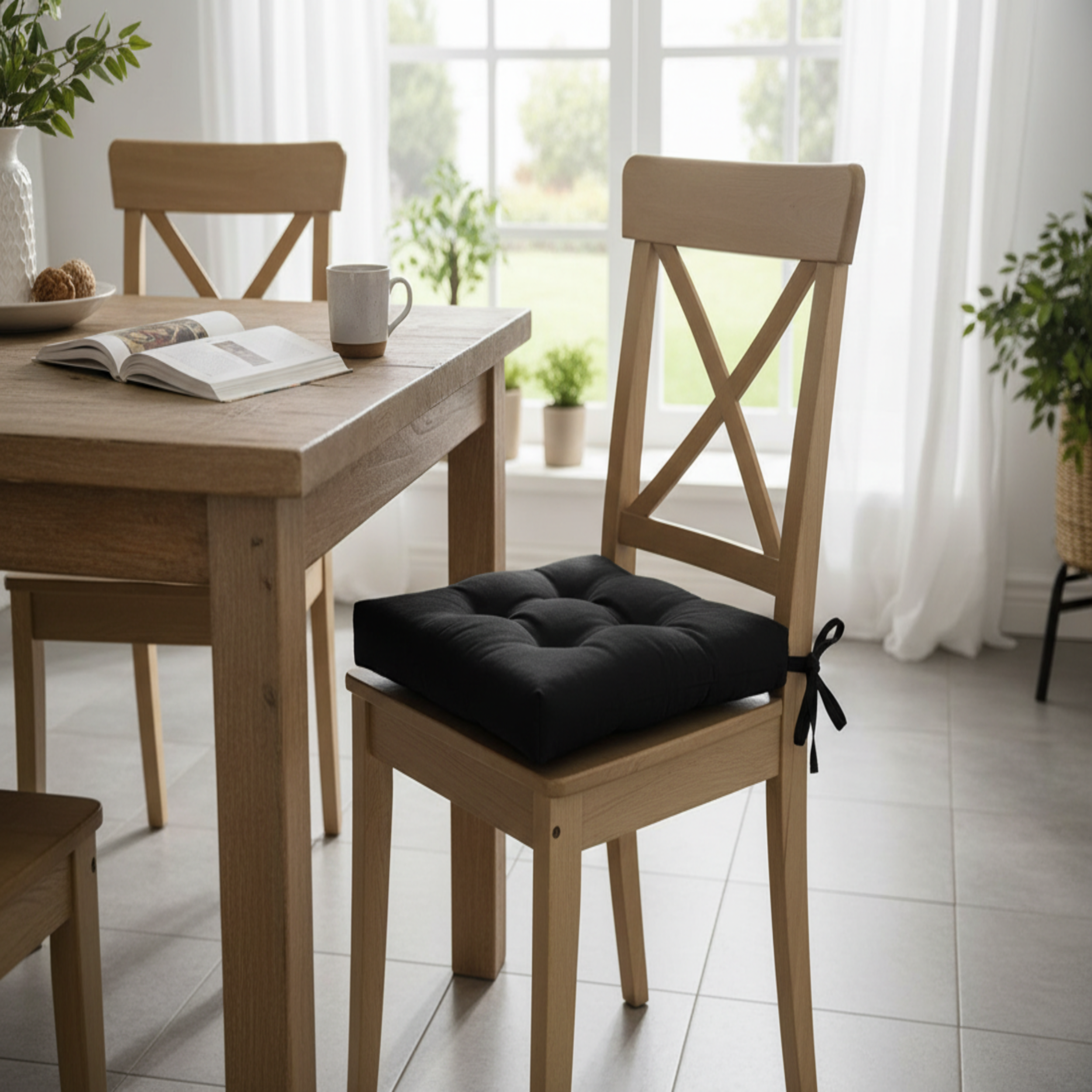Chair Pad – Black, 18x18 Inch, Set of 2