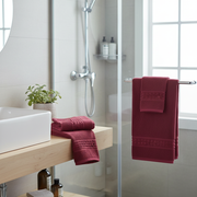 Basketweave Cotton Bath Towels Burgundy 27x50 Inch – Luxury Bathroom Towel – Set of 2
