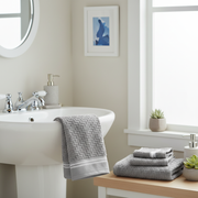 Luxury Stitch Cotton Hand Towel Light Gray 16x27 Inch – Soft, Durable & Stylish – Set of 6