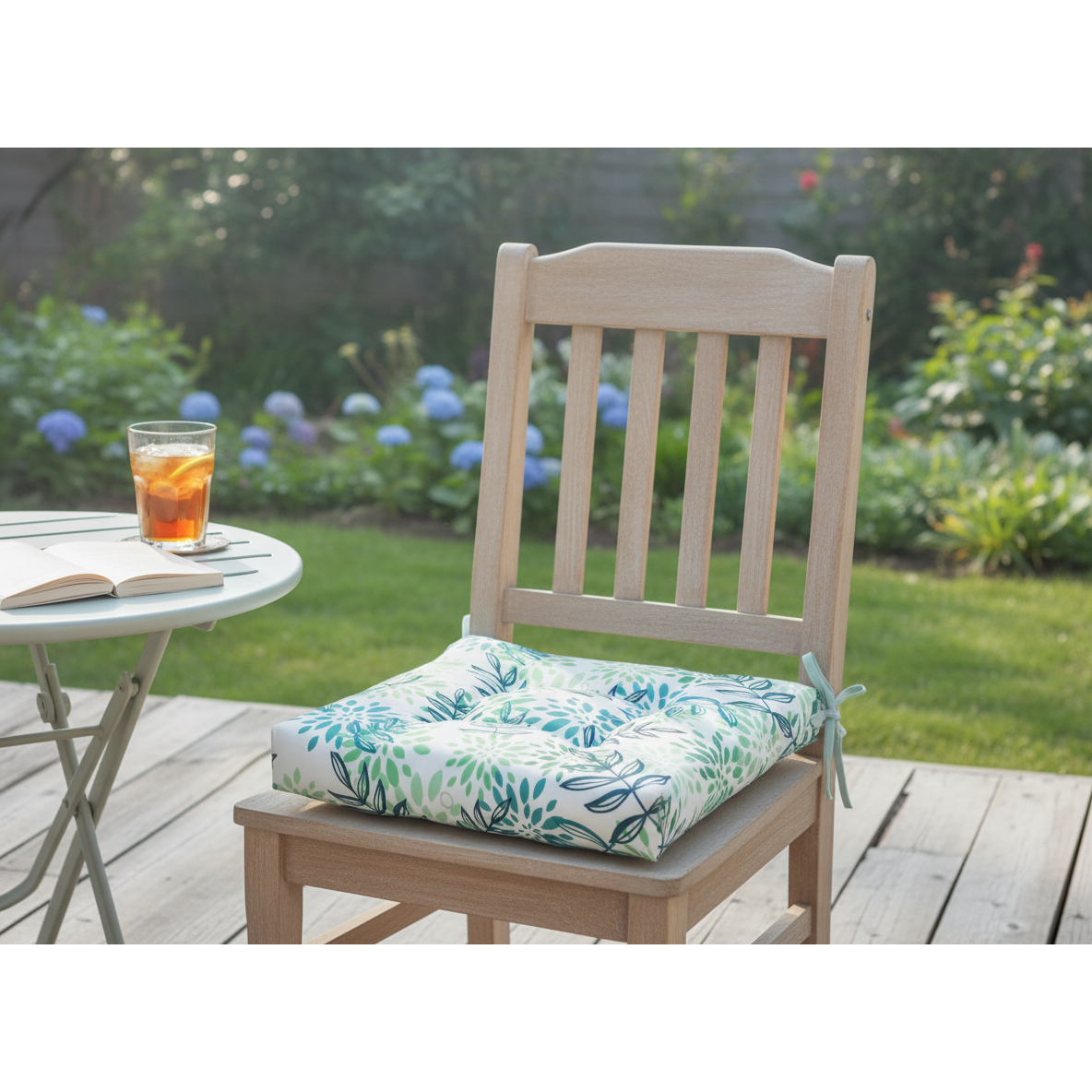 April Outdoor Tufted Chair Pad Leaves 16 X 16 Inch Set Of 2, Outdoor Patio Seat Cushion