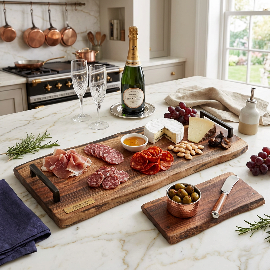 Custom Acacia Wood Live Edge Serving Board With Iron Handles, Charcuterie Board, Kitchen Serving Board