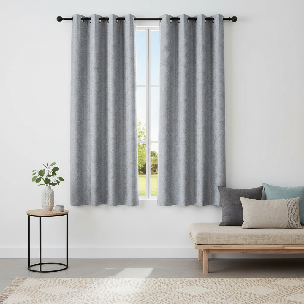 Jacquard Curtain Panel – Chevron Gray, 84", 8 Grommets, Set of 2