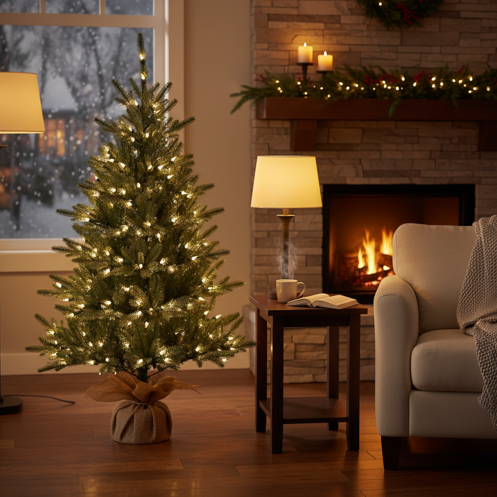 60" Aspen Christmas Tree with Built-In Lights – Artificial Holiday Christmas Tree