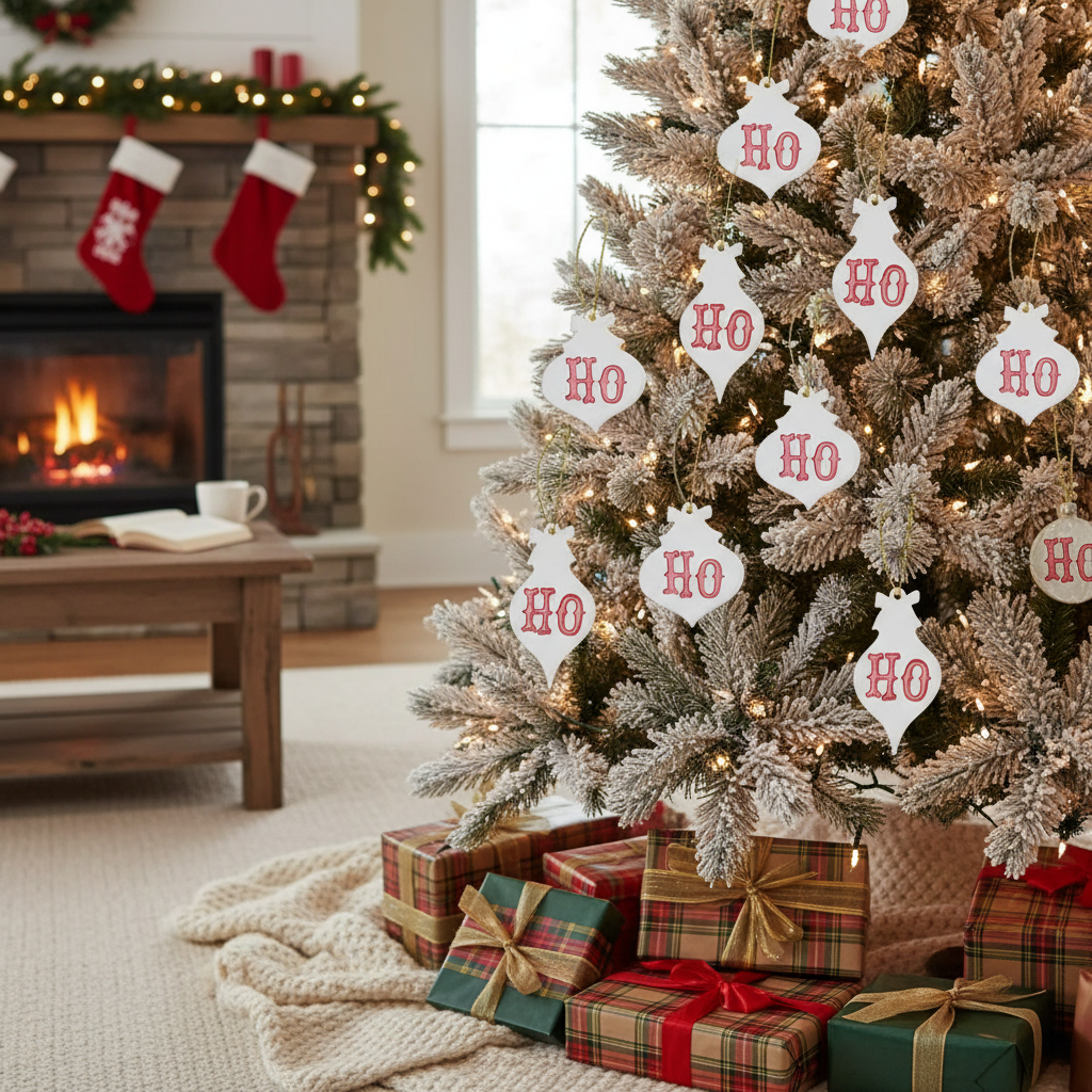 Assorted Ceramic Ho Ho Christmas Ornament Set of 12 – Holiday Tree Decoration