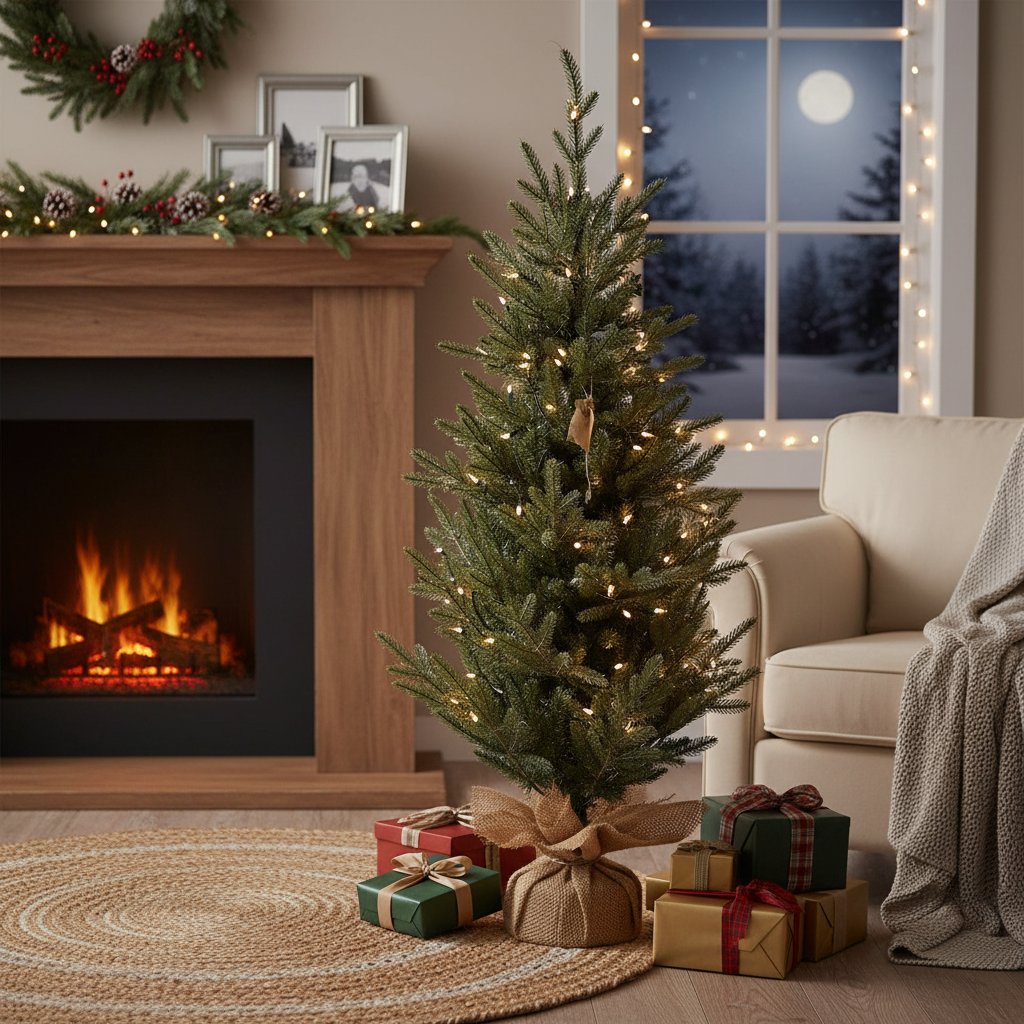 60" Aspen Christmas Tree with Built-In Lights – Artificial Holiday Christmas Tree