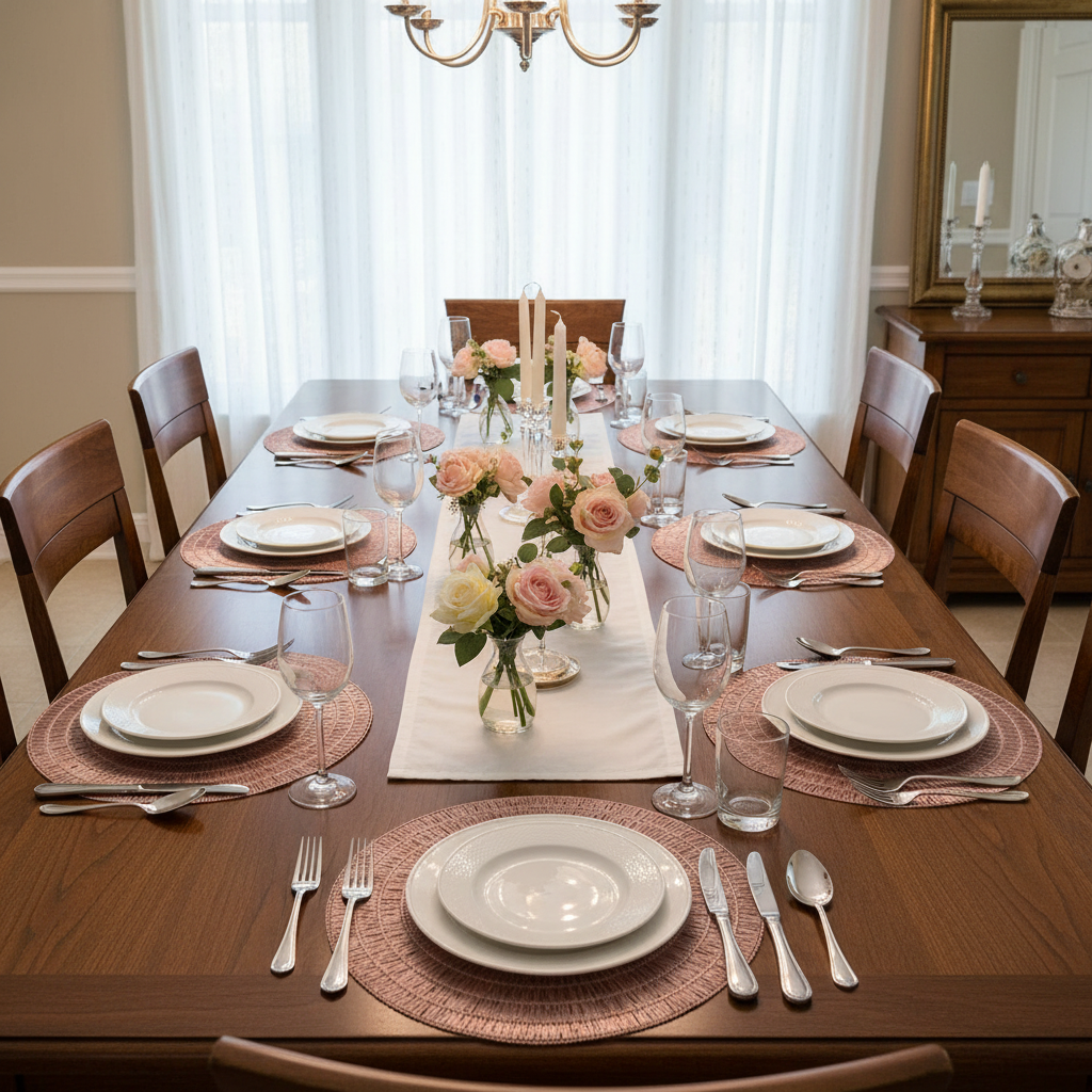 Rose Round PVC Lace Placemat Set of 12 – Elegant Table Decor, Easy-Clean Mats