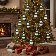3.54" Wooden Christmas Tree Ornament Set of 12 – Holiday Decoration, Tree Hanging