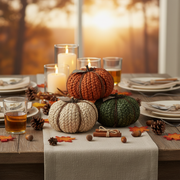 Braided Foam Pumpkin Decor, Fall Harvest Pumpkin Decoration, Thanksgiving Table Decor - Set Of 3