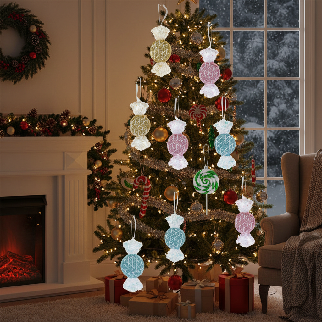 Candy-Shaped Christmas Ornament Set of 12 – Holiday Tree Decoration