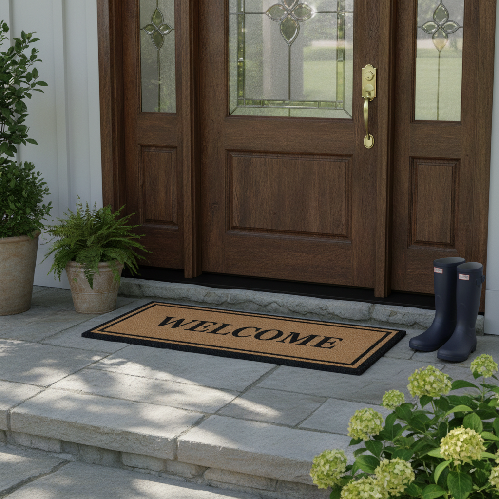 Coir Door Mat "Welcome" 16x48 Inch, Natural Fiber Doormat, Entryway Mat