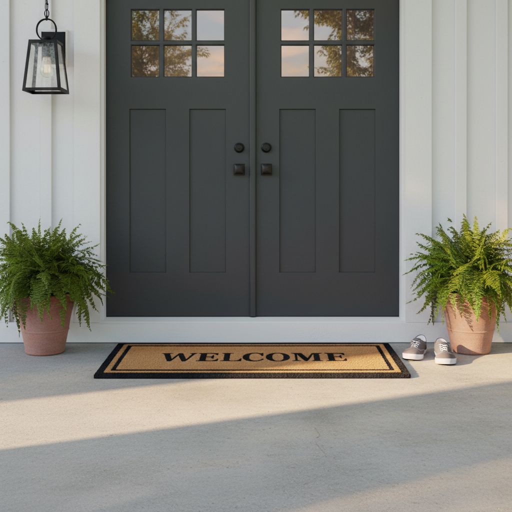 Coir Door Mat "Welcome" 16x48 Inch, Natural Fiber Doormat, Entryway Mat