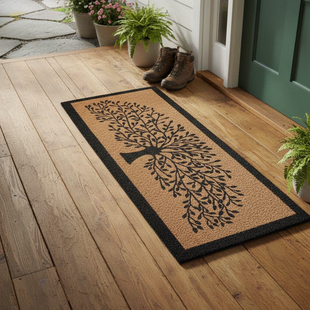 Coir Door Mat Tree 16x48 Inch, Natural Fiber Welcome Mat, Entryway Floor Mat