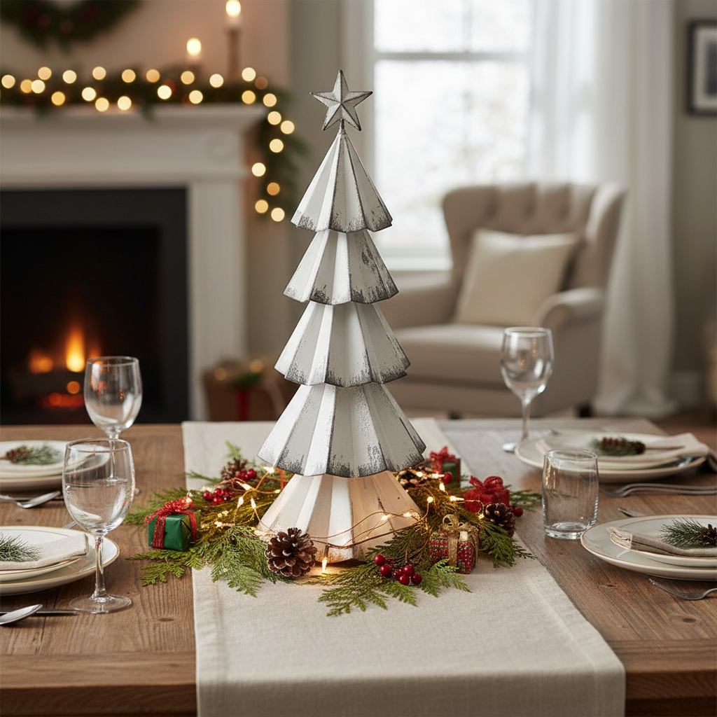 Large Metal Christmas Tree – Holiday Table Decoration