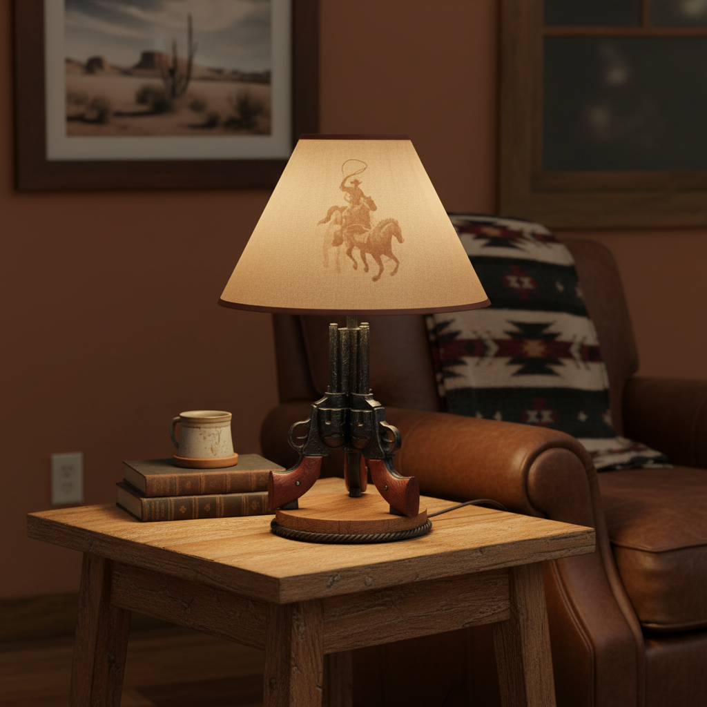 Triple Gun Lamp 19 Inch, Decorative Table Lamp, Home Accent Lighting