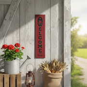 Vertical Embossed Metal Sign Welcome To The Farm, Farmhouse Wall Decor, Rustic Home Accent