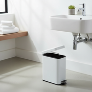 5L Metal Rectangular Side Pedal Bin, Bathroom Trash Can, Kitchen Waste Bin, Soft Close Lid