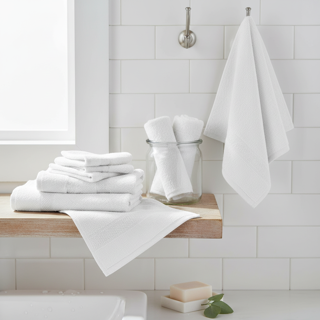 Nova Wash Cloth 12" X 12" White Set Of 6, White Cotton Wash Cloth Set Of 6, Bathroom Or Kitchen Hand Towel