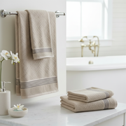 Luxury Stitch Cotton Bath Towel Taupe 30x60 Inch – Soft, Absorbent & Plush – Set of 2
