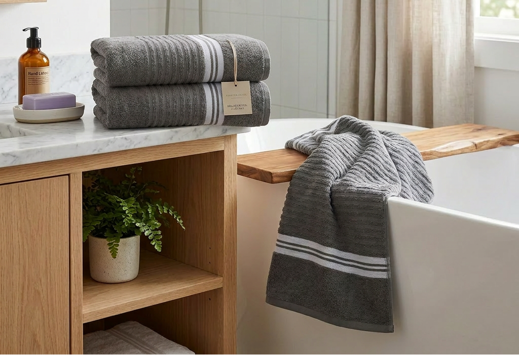 Deluxe Cotton Bath Towel Cool Gray 27x50 Inch – Soft, Durable & Plush – Set of 2