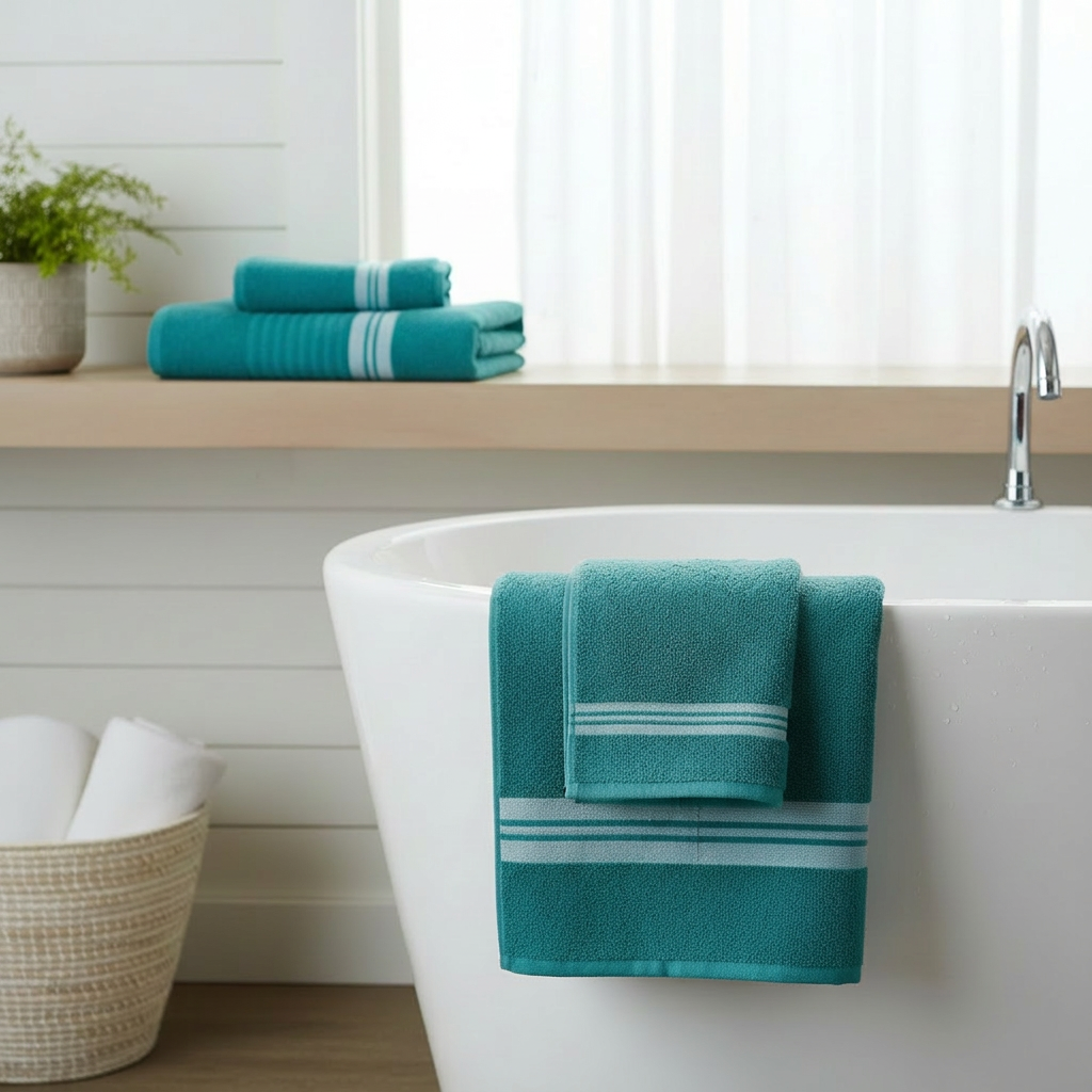 Deluxe Cotton Bath Towel – 27x50, Teal, Set of 2, Soft & Absorbent