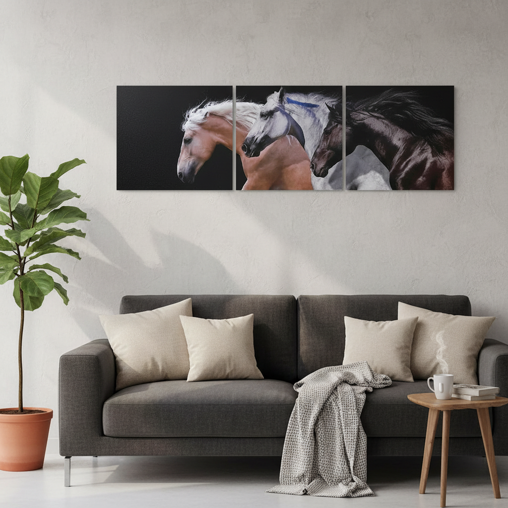 Canvas Wall Art Triple Horse Head Home Decor