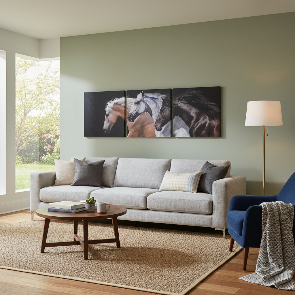 Canvas Wall Art Triple Horse Head Home Decor