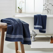 Luxury Stitch Bath Towel Blue 27x50 Inch Set of 2