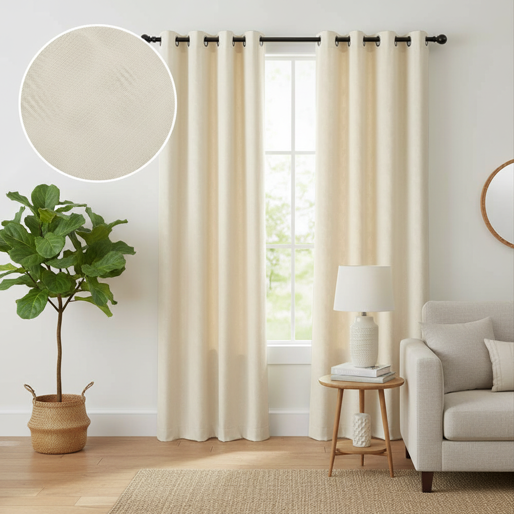 Embossed Curtain Panel – Shell Ivory, 84", 8 Grommets, Set of 2